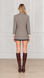Back view of structured houndstooth blazer jacket